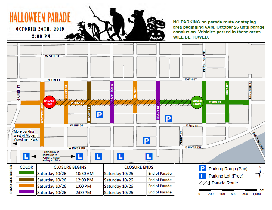 Halloween parade route